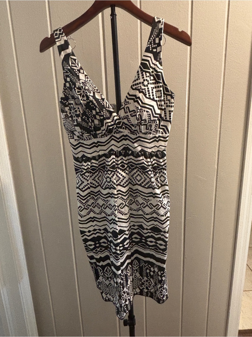 MKM Designs Black and White Geometric Sleeveless Dress